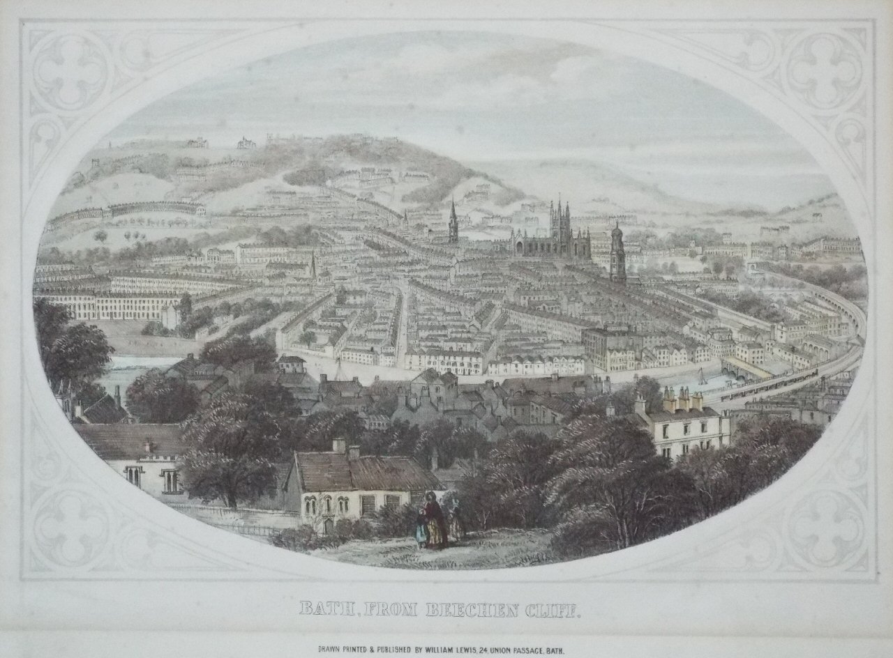 Lithograph - Bath, from Beechen Cliff. - Lewis